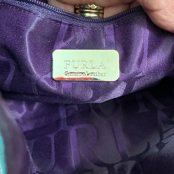 FURLA TEAL LEATHER & SUEDE SHOULDER/CROSSBODY FLAP BAG EUC - Picture 12 of 15